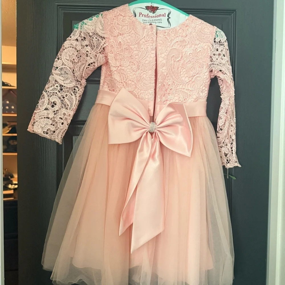 Elegant Pink Lace Kids Dress